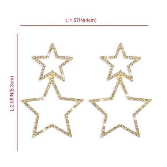 GOLD RHINESTONE STAR EARRING NEW - Picture 4 of 5